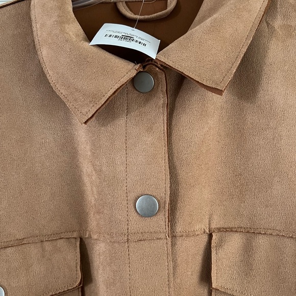 Camel color button front shirt (shacket) - Picture 3 of 7